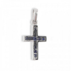 WHITE GOLD CROSS WHIT SAPHIRES