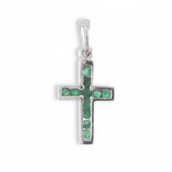 WHITE GOLD CROSS WHIT EMERALD