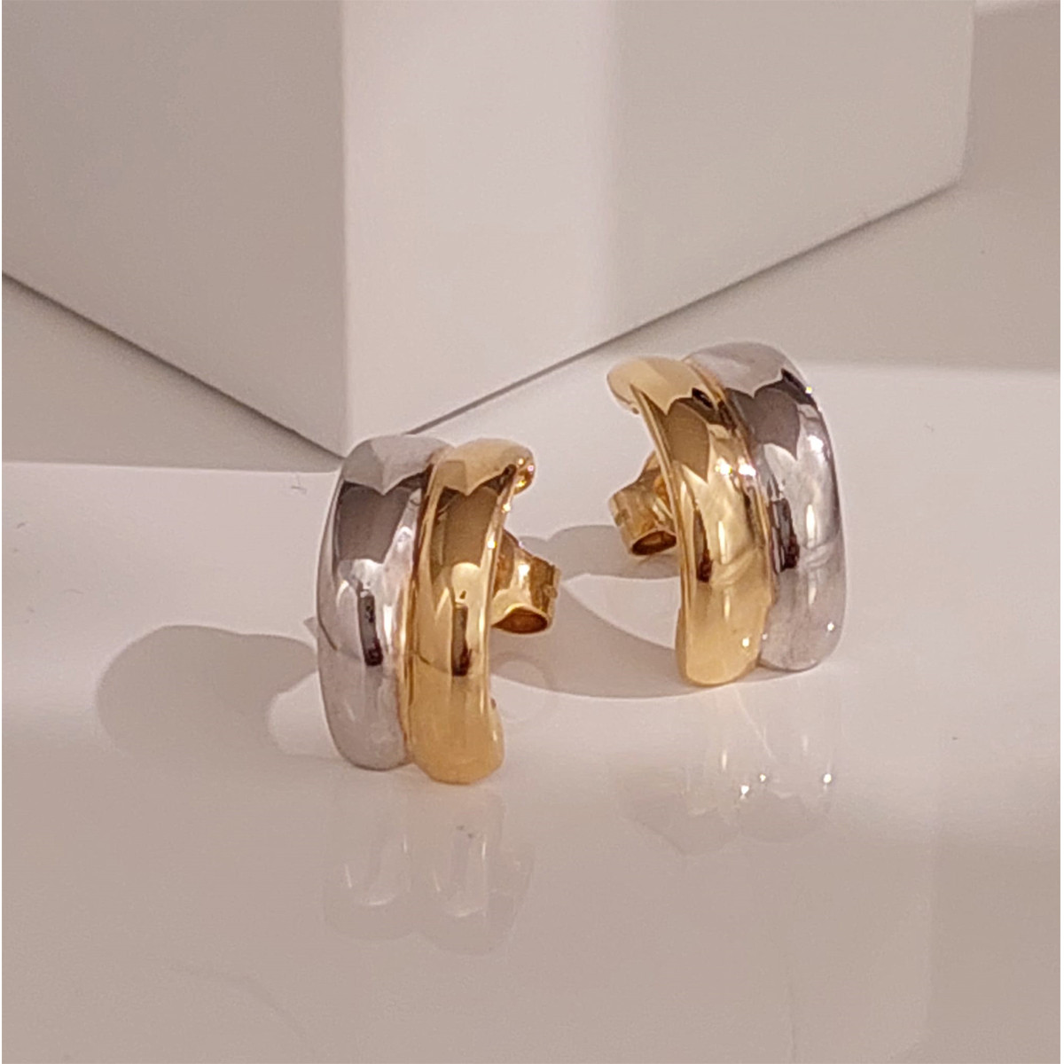 YELLOW GOLD AND BRIGHT WHITE GOLD EARRINGS