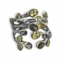 SILVER AND GOLD BRANCH-SHAPED BRACELET WITH STONES