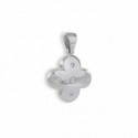 CRUZ GRIEGA ORO BLANCO VOLUMEN CON 5 DIAMANTES