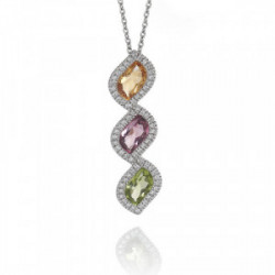 GOLD DIAMONDS AND COLORS STONES NECKLACE