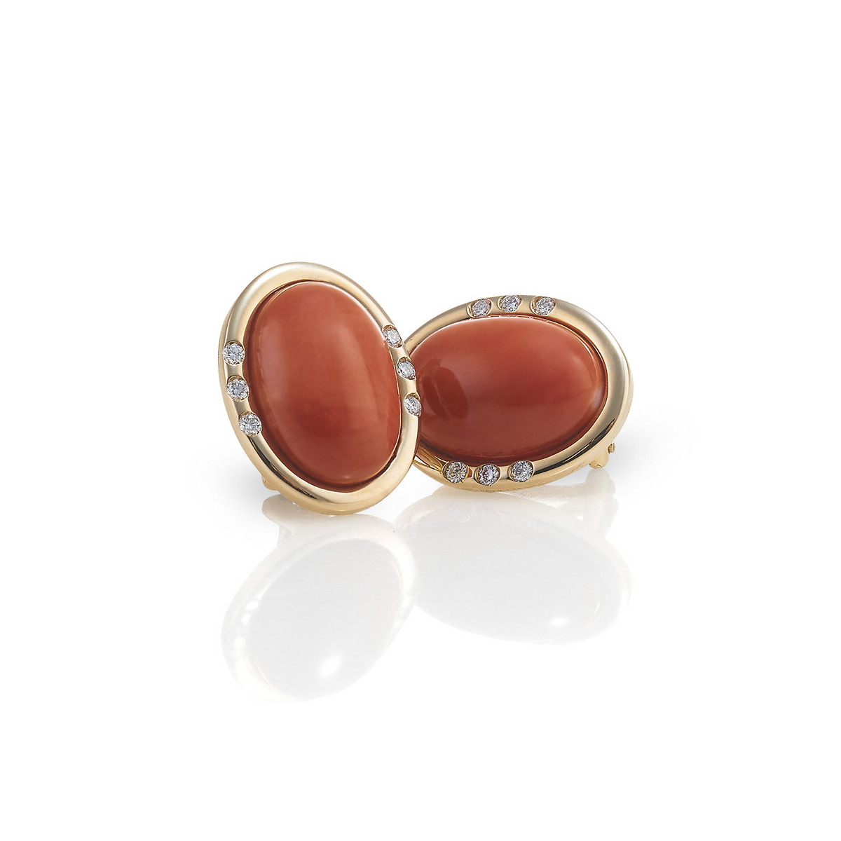 OVAL RED CORAL EARRINGS