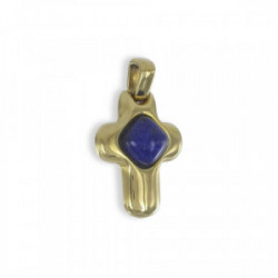 YELLOW GOLD LAPIS LAZULI CROSS