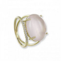 RING YELLOW GOLD AND ROSE QUARTZ OVAL