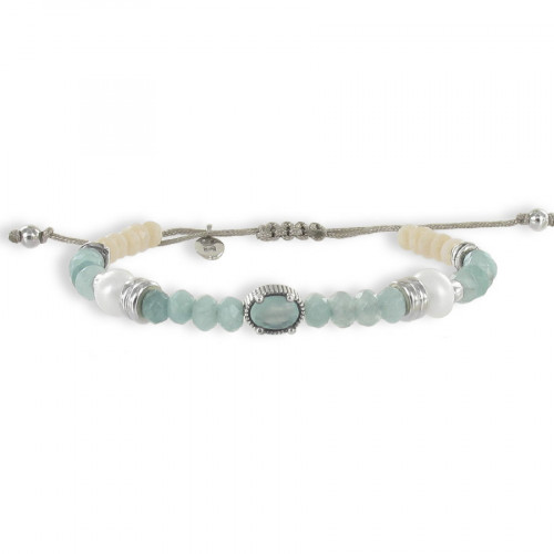 CHALCEDONIA AND WHITE AGATE BRACELET