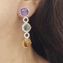 PENDIENTES ORO PIEDRAS COLOR Y DIAMANTES