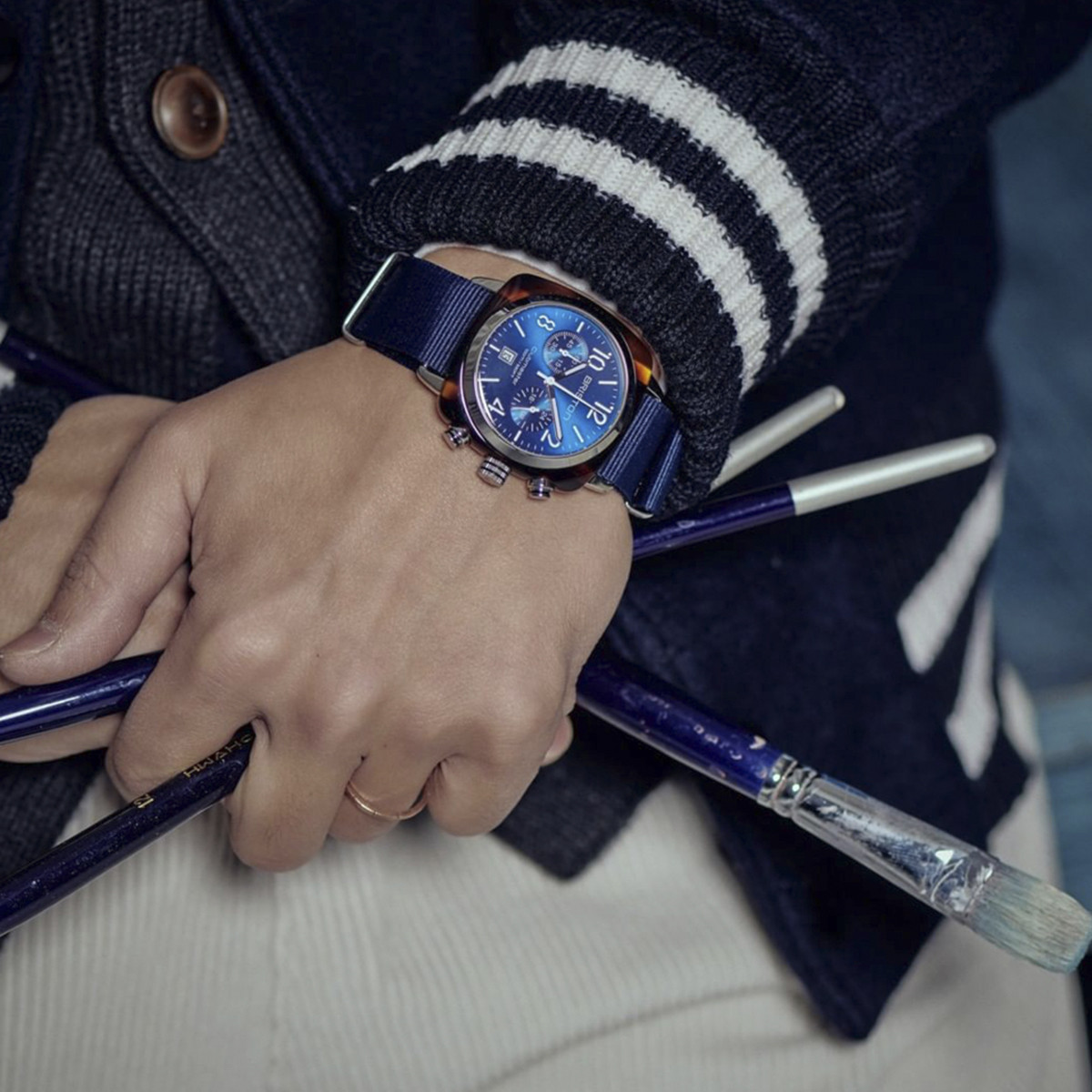 BRISTON ANIMAL PRINT CHRONO BLUE