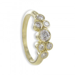 YELLOW GOLD RING 7 DIAMONDS