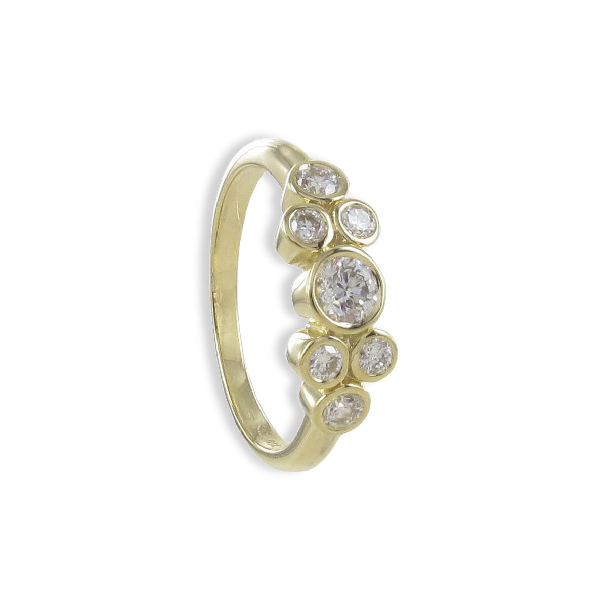 YELLOW GOLD RING 7 DIAMONDS