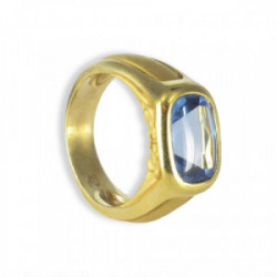 ANILLO ORO CUARZO AZUL DOS PANTERAS