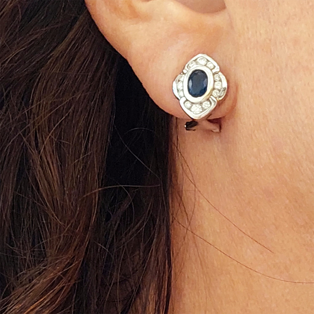 PENDIENTES ORO DIAMANTES Y ZAFIROS