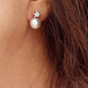 YOU AND ME WHITE GOLD PEARL DIAMOND EARRINGS