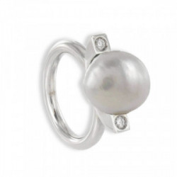 ANILLO ORO BLANCO PERLA Y DIAMANTES