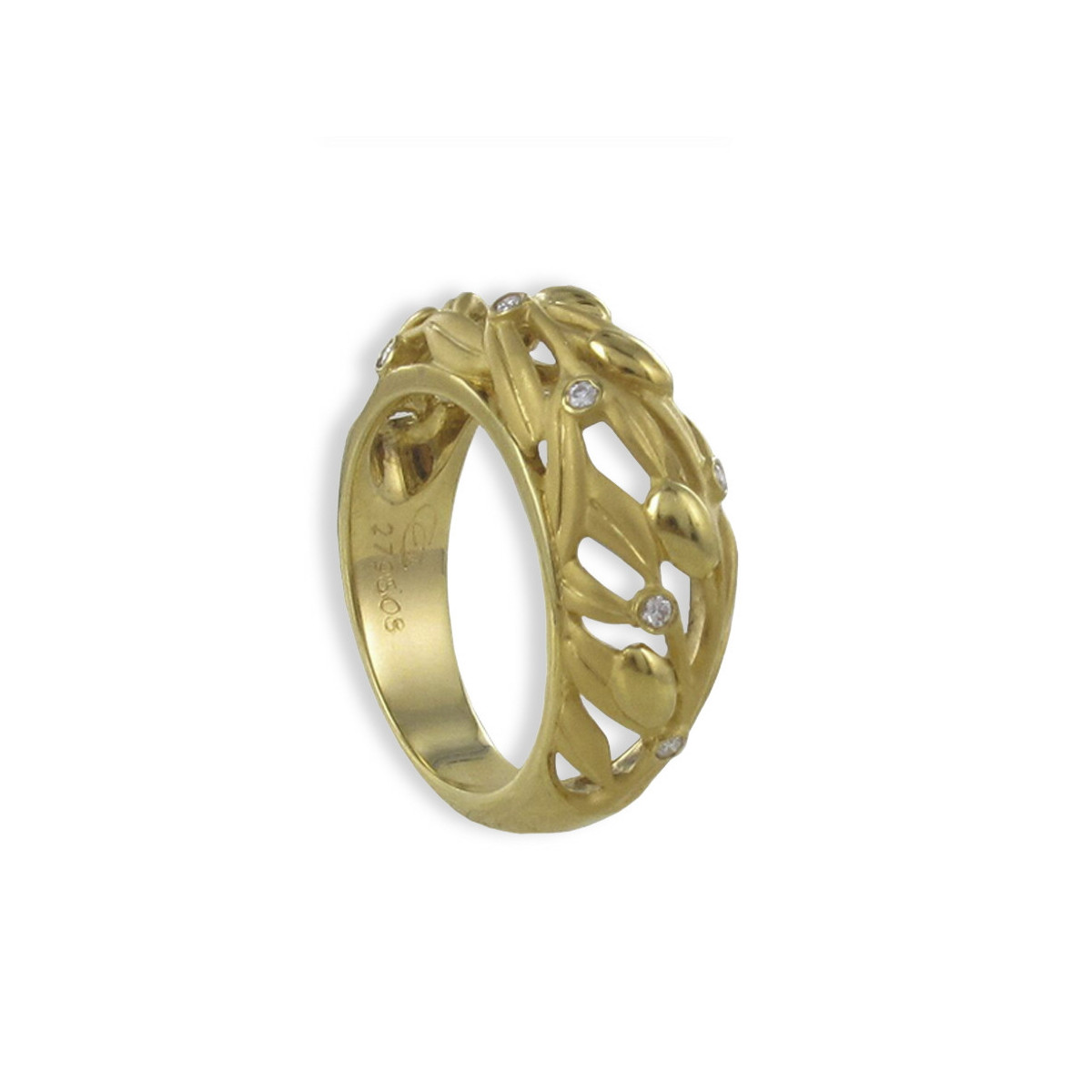 ANILLO ORO RAMAS OLIVO CON DIAMANTES