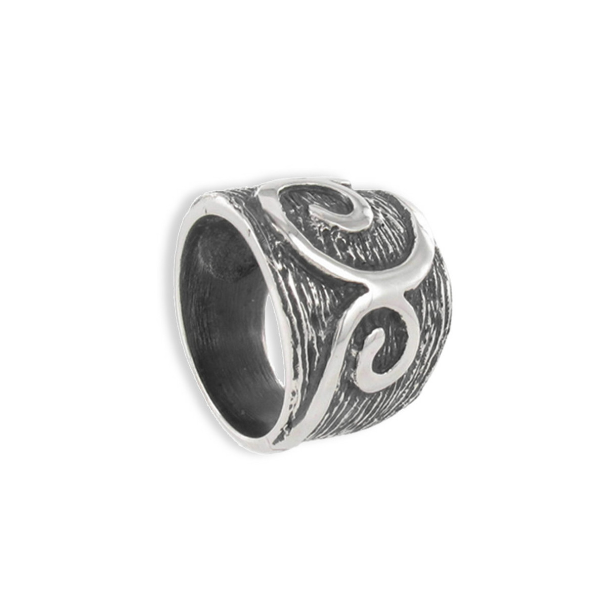 WIDE SILVER RING WITH DRAWING