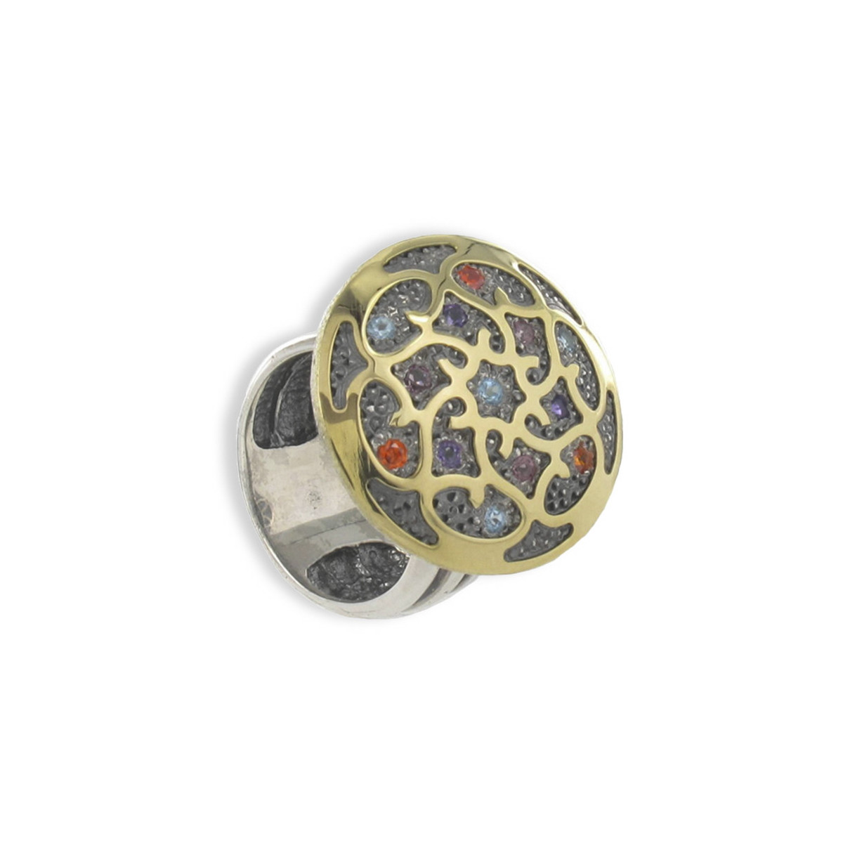 18K GOLD AND STERLING SILVER RING