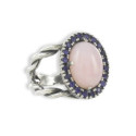 SILVER RING AND OVAL PINK STONE