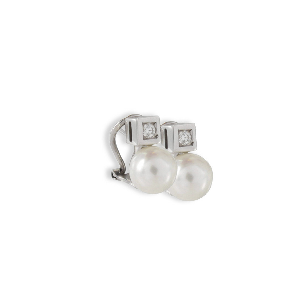 WHITE GOLD DIAMOND AND PEARL EARINGS