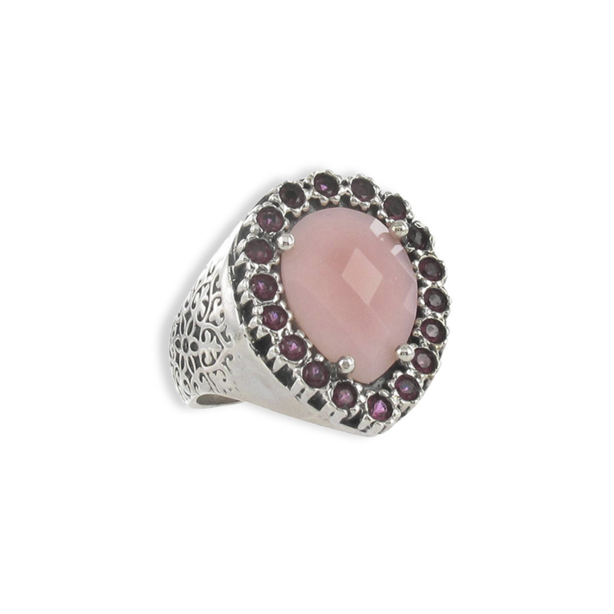 STERLING SILVER RING WITH PINK OPAL