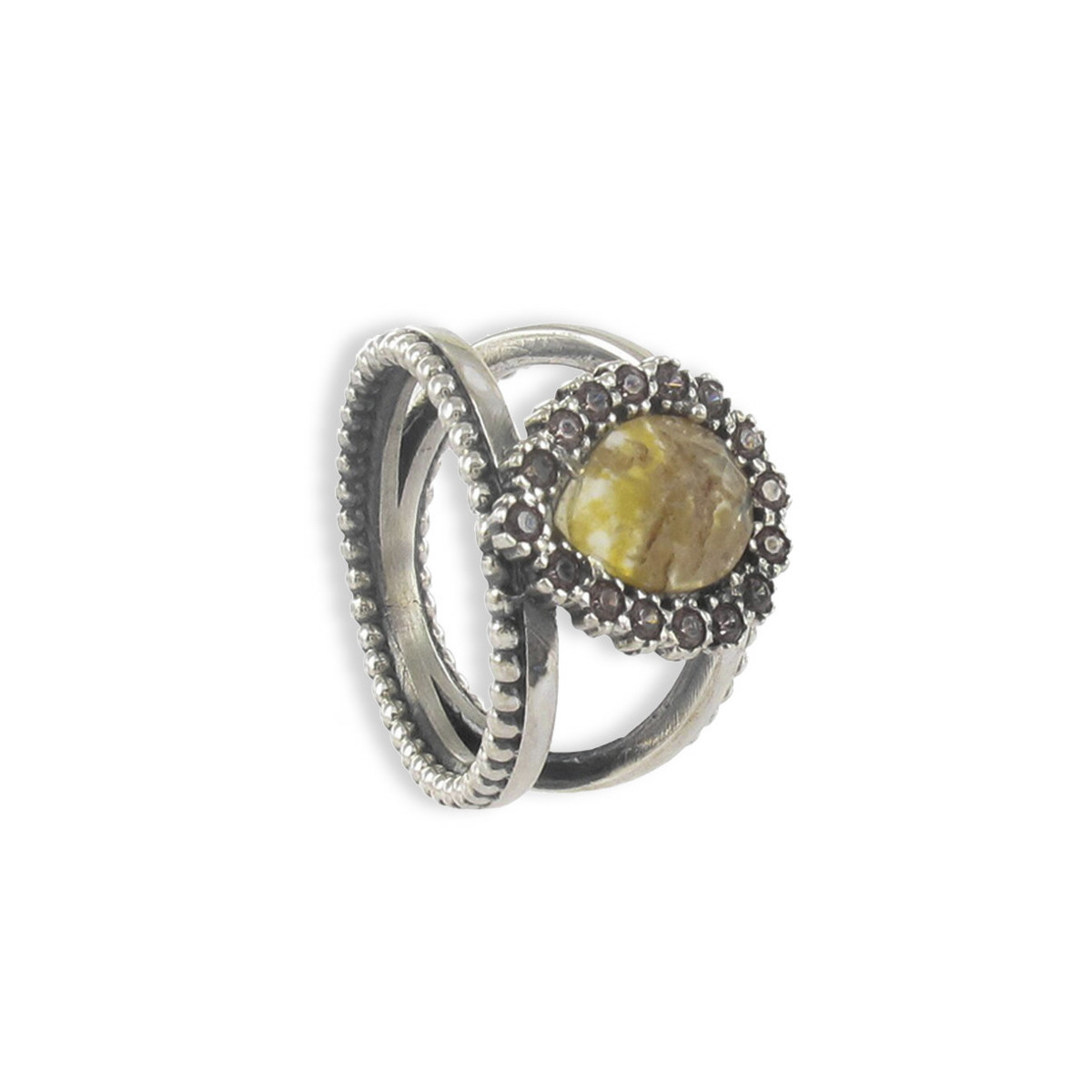 VOLUME SILVER RING WITH BIG STONE