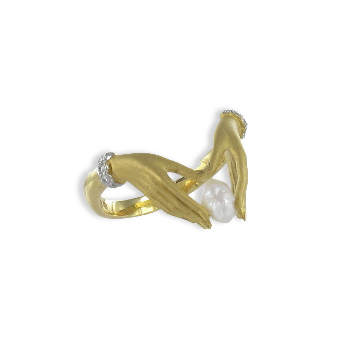 ANILLO MANOS CON PERLA