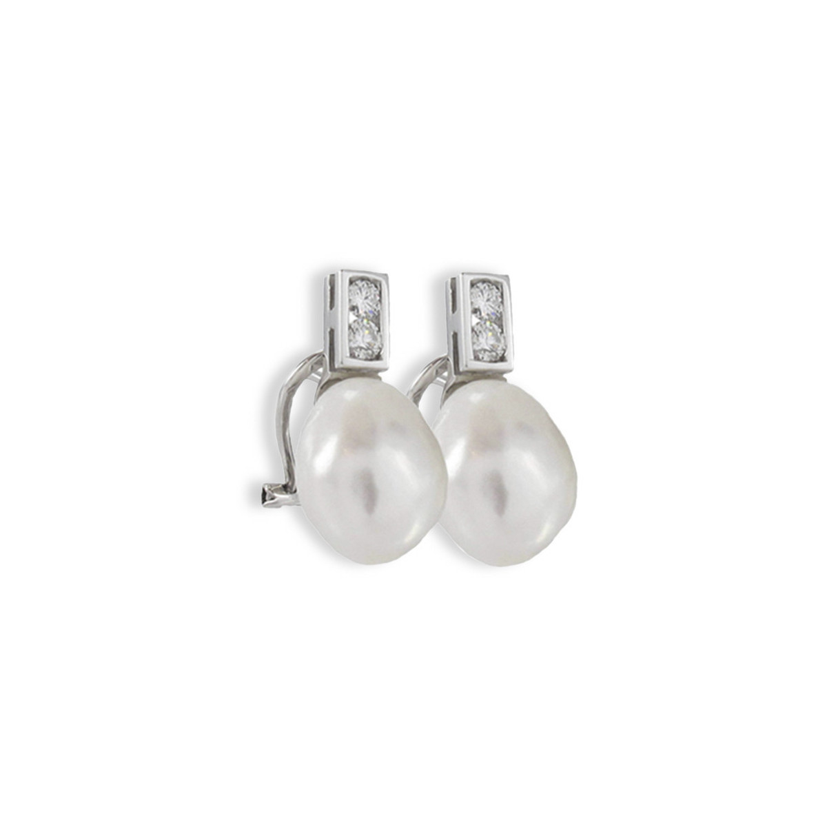 GOLD DIAMOND AND PEARL EARRING