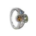 GOLD RING WITH COLORED STONES AND DIAMONDS 0.32 KTES