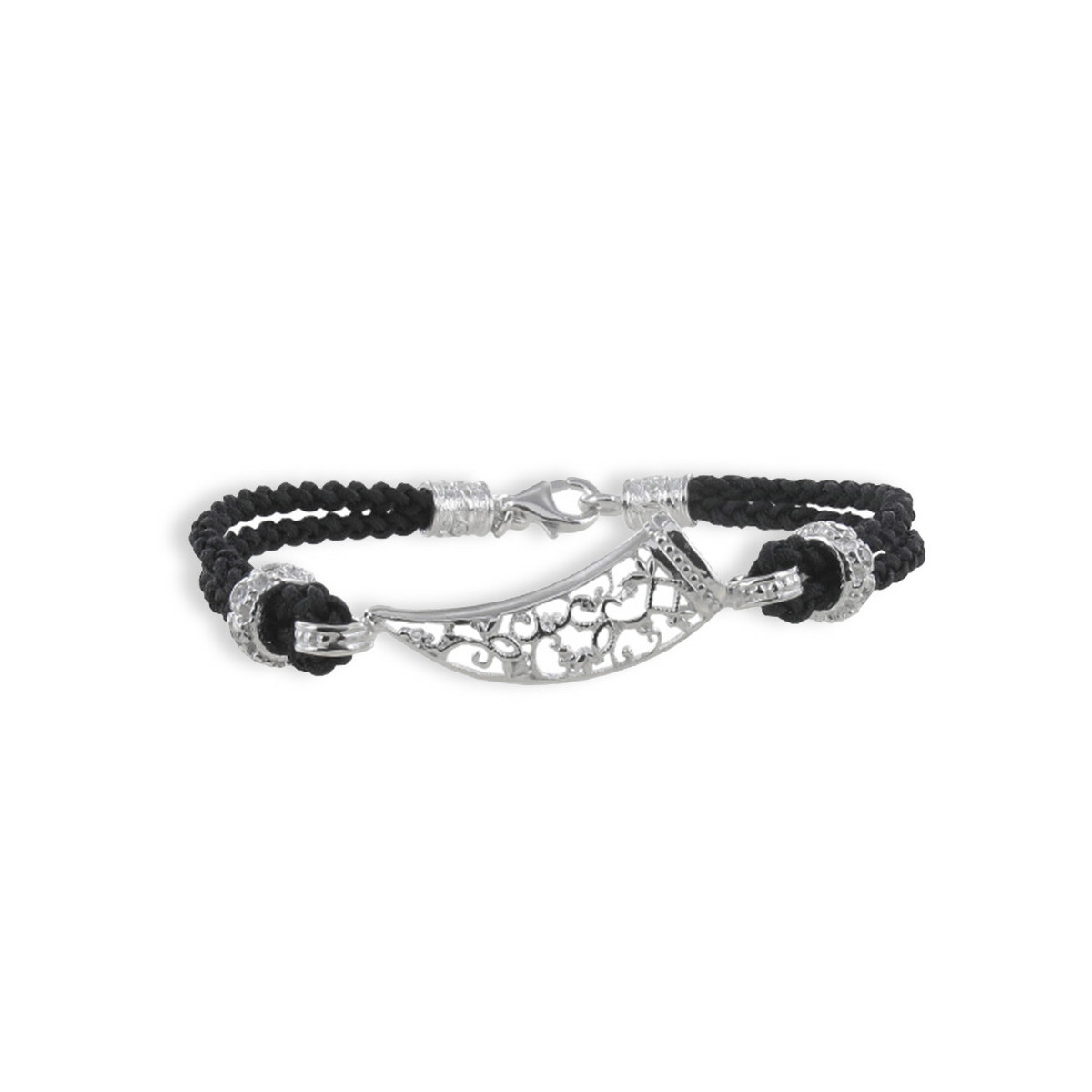 PULSERA NYLON Y PLATA CON PIEDRAS
