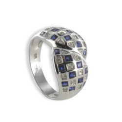 GOLD RING DIAMONDS AND SQUARE SAPPHIRES