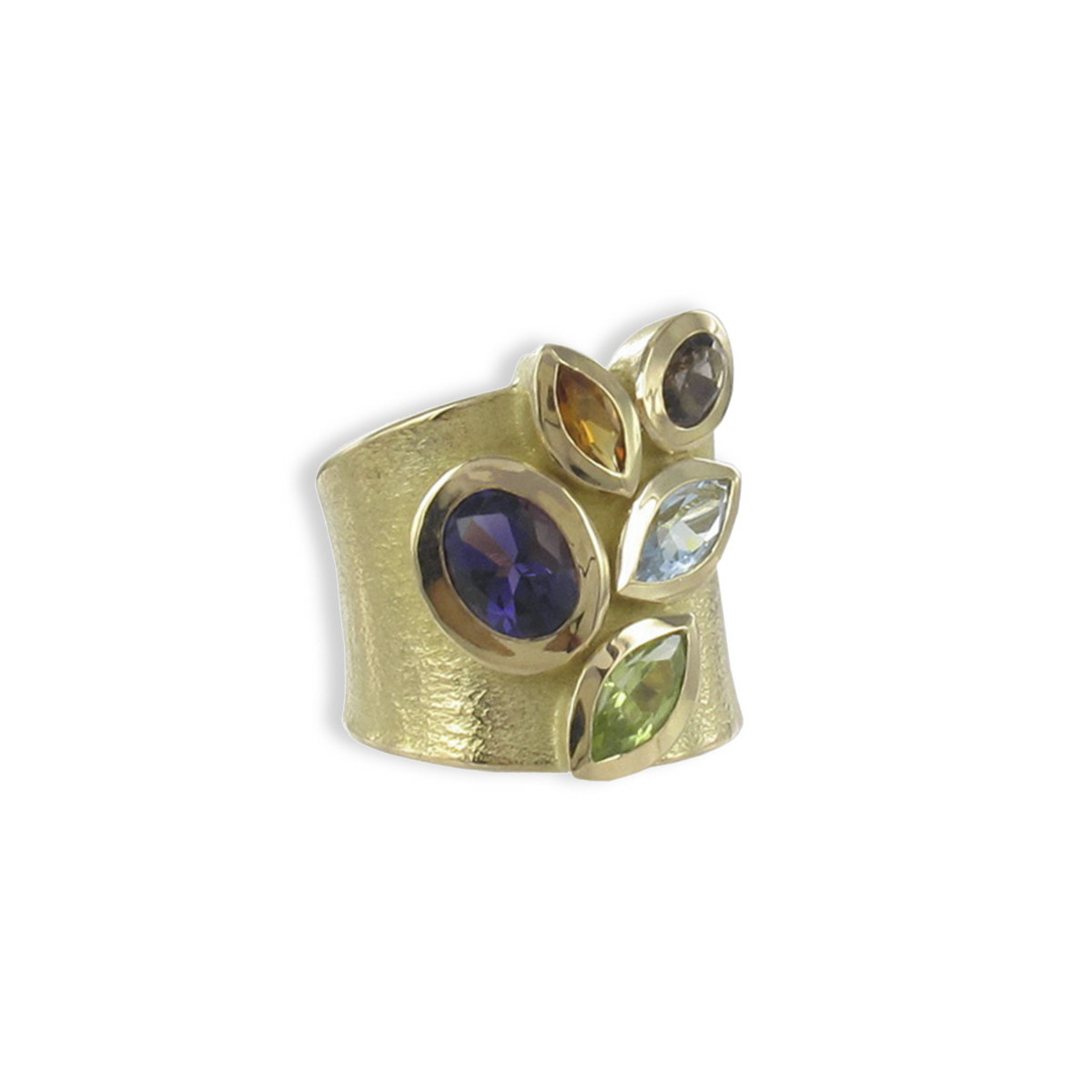 MATT GOLD RING AND STONES IN VARIED COLOR