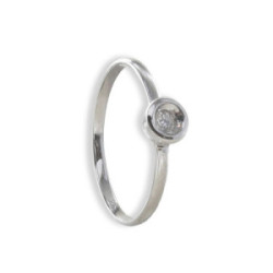 SOLITARIO ORO BLANCO 18K CON DIAMANTE 0,04 CT EN CHATÓN