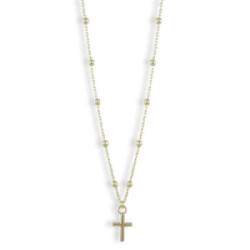 GOLD BALLS CHAIN WITH MINI CROSS