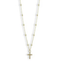 GOLD BALLS CHAIN WITH MINI CROSS