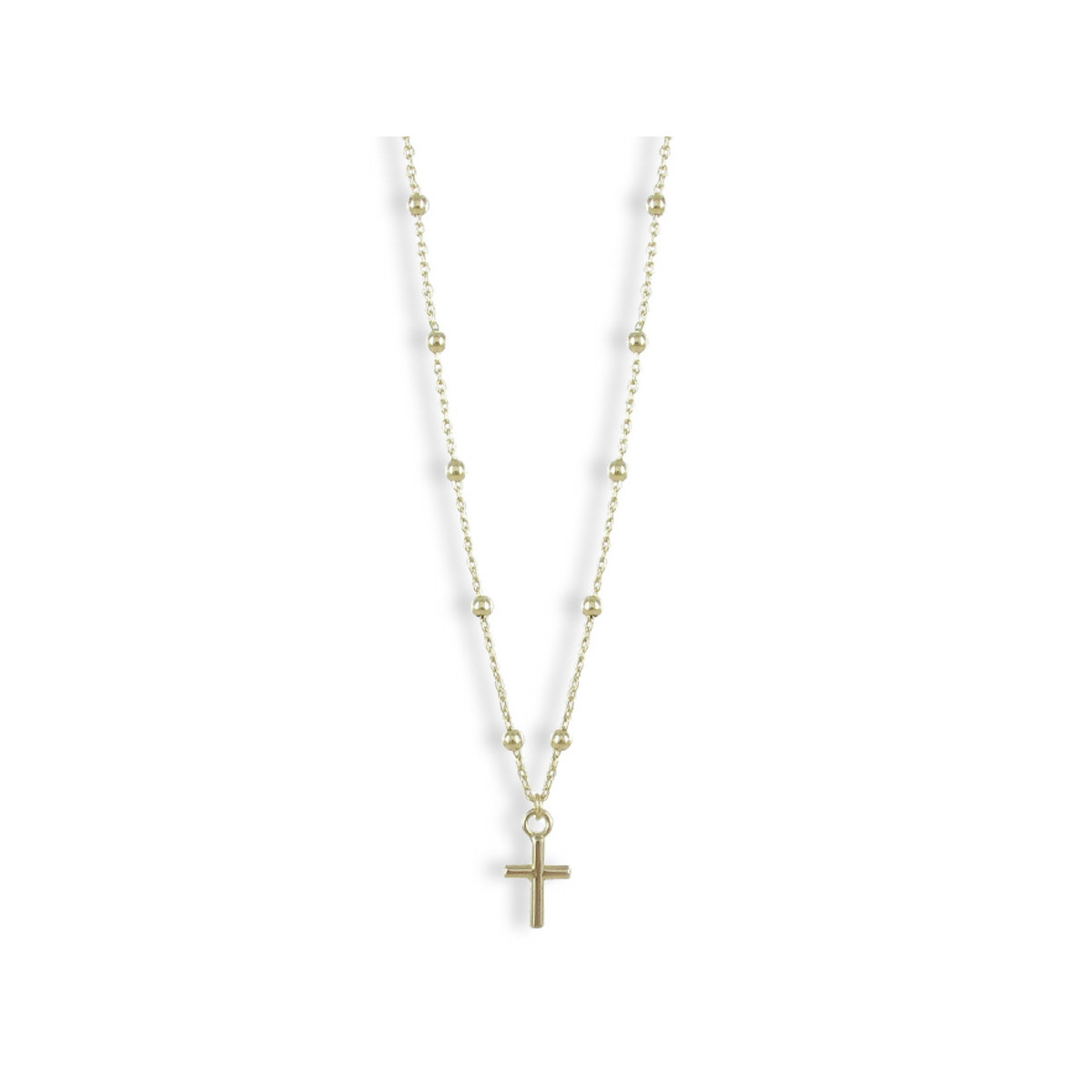 GOLD BALLS CHAIN WITH MINI CROSS