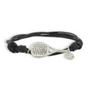 LEATHER AND SILVER PADEL BRACELET