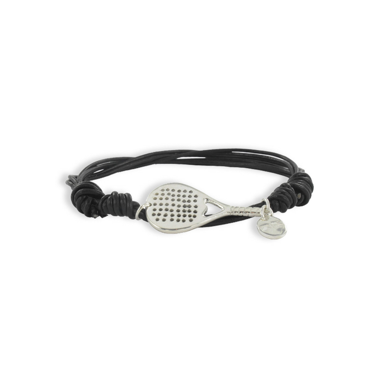 PULSERA CUERO Y PALA DE PÁDEL PLATA