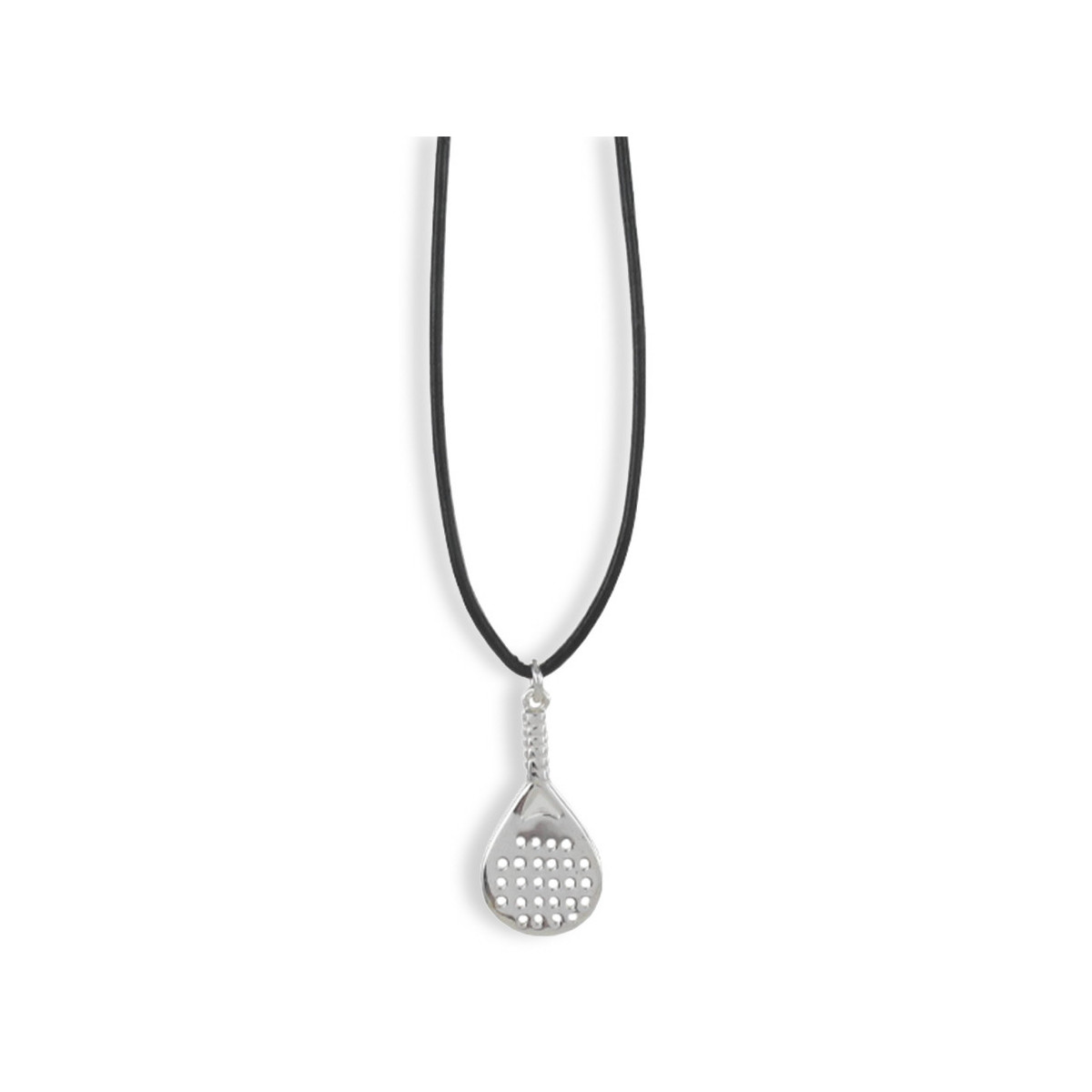 SILVER PADEL RACKET LEATHER NECKLACE