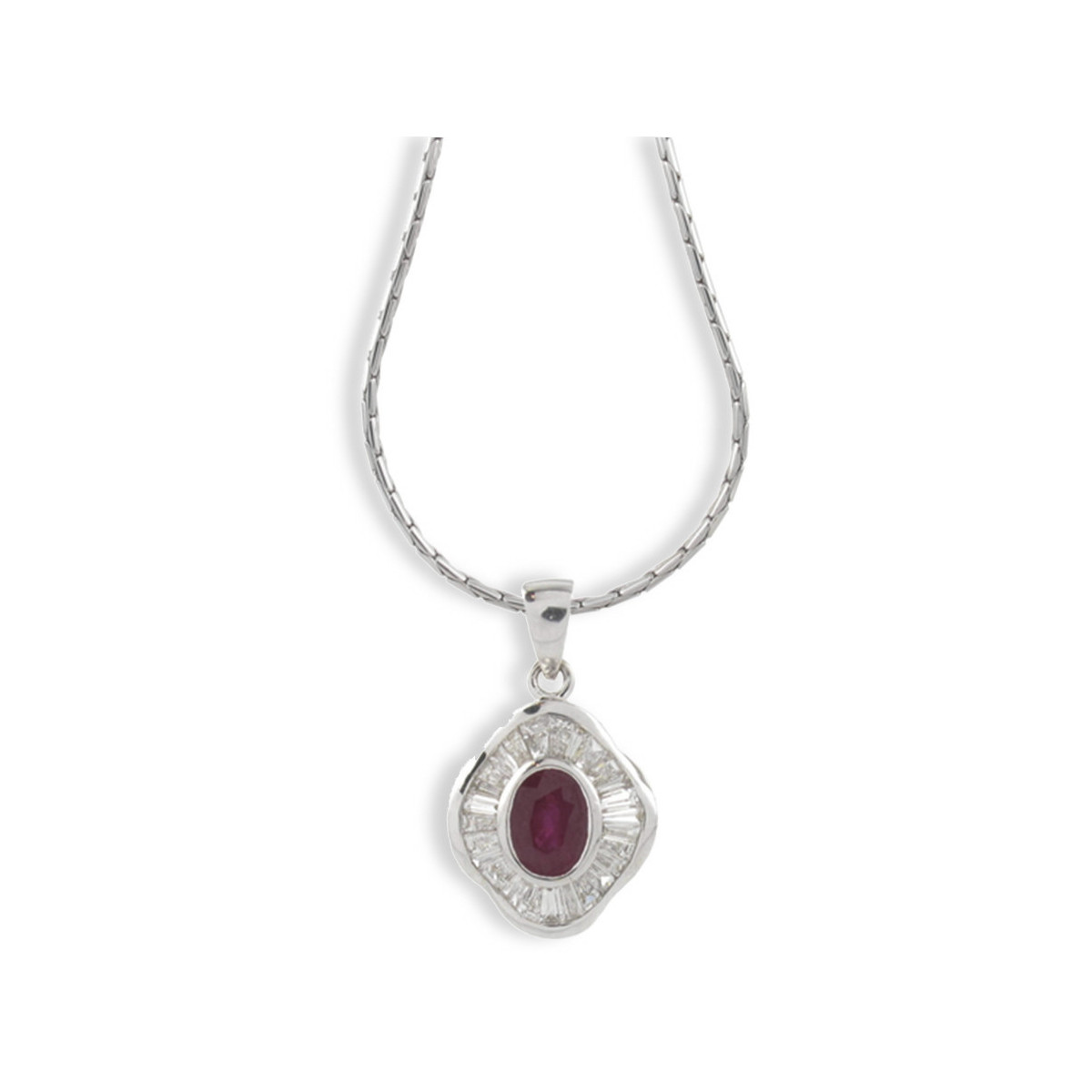 WHITE GOLD DIAMOND AND RUBY PENDANT