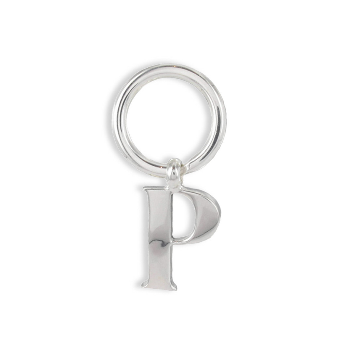 SILVER KEY RING INITIAL P