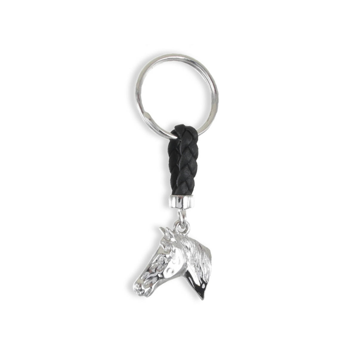 SILVER AND LEATHER KEYCHAIN