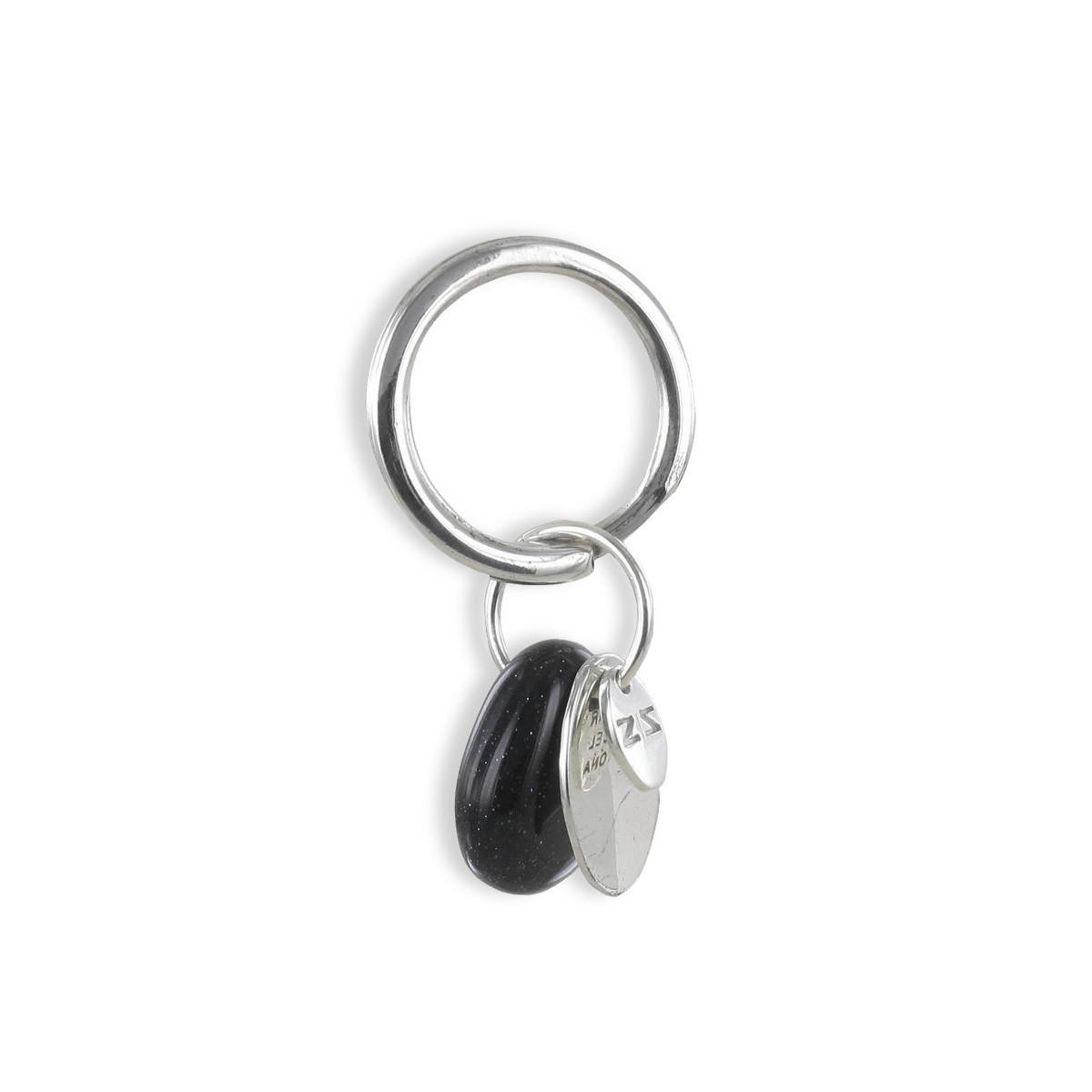 SILVER KEYCHAIN WITH NATURAL STONE