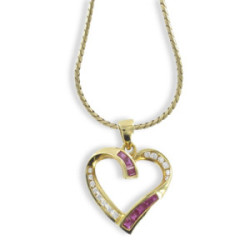 COLGANTE CORAZON DIAMANTES Y RUBIS