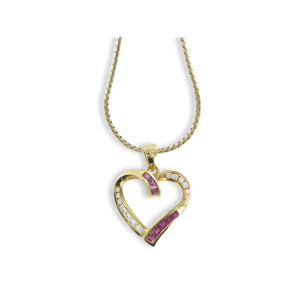 GOLD DIAMOND AND RUBY PENDANT