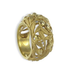 GOLD OLIVE BRANCHES RING WITH DIAMONDS