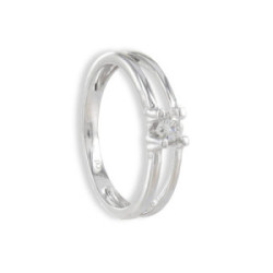 SOLITARIO DOBLE ARO ORO BLANCO 18K CON DIAMANTE 0,10 CT