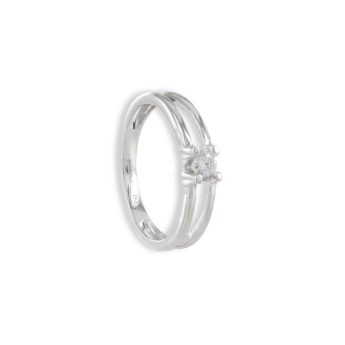 SOLITARIO DOBLE ARO ORO BLANCO 18K CON DIAMANTE 0,10 CT