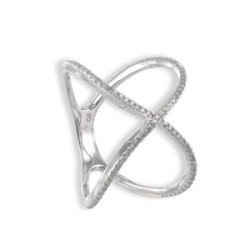 CROSSED RING WITH DIAMONDS