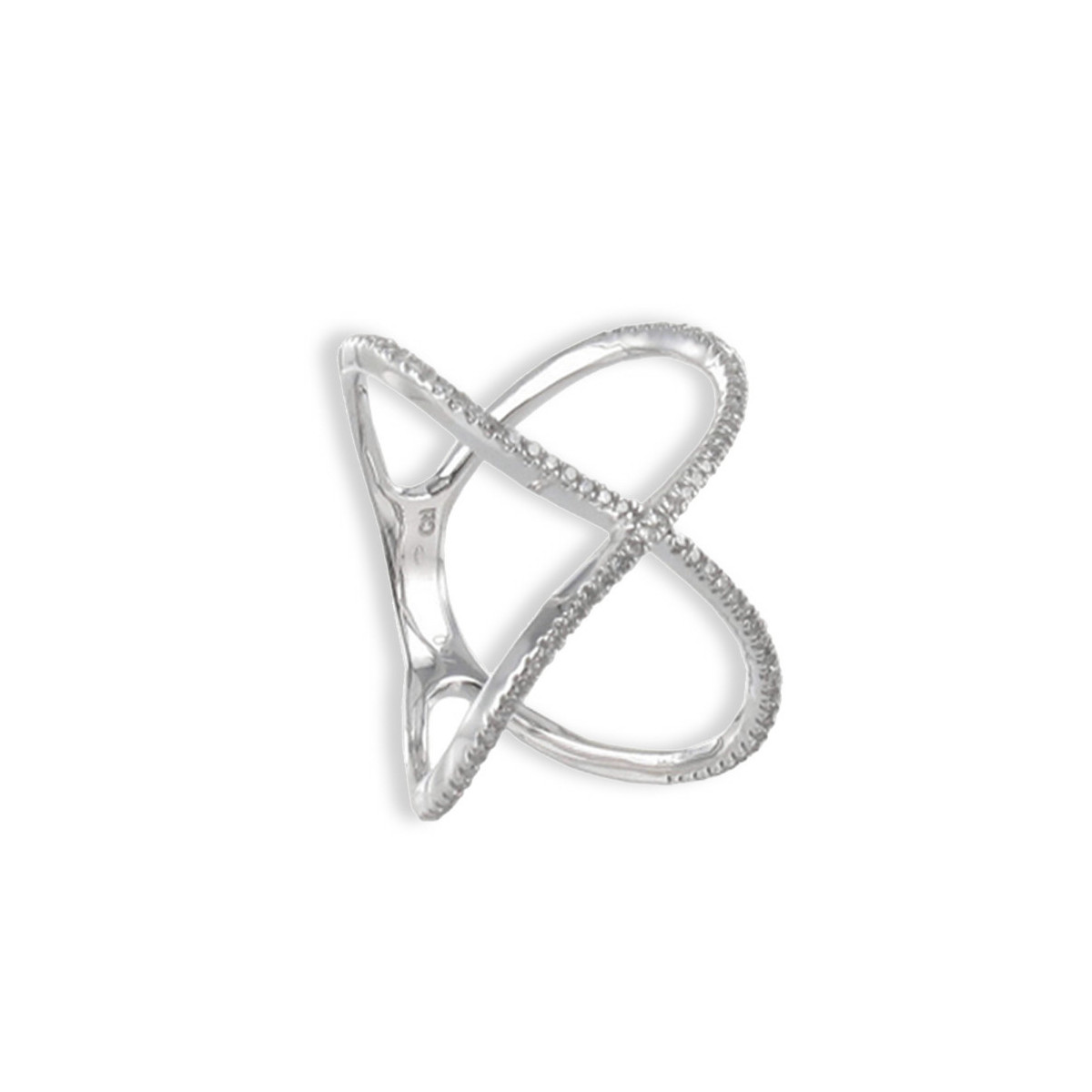 CROSSED RING WITH DIAMONDS
