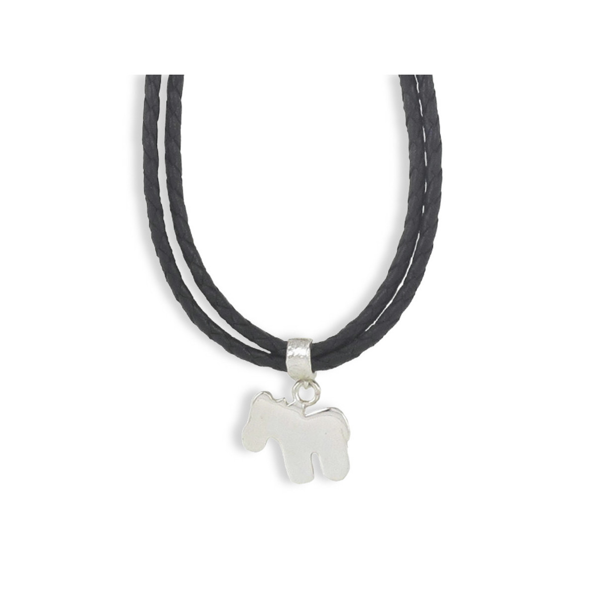 LEATHER NECKLACE SILVER PENDANT